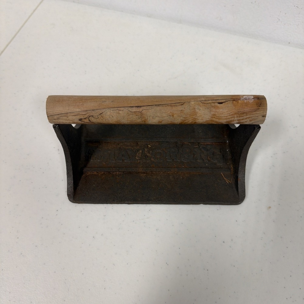 Taylor‎ & NG 1978 Vintage Heavy Duty Cast Iron Bacon Press Wood Handle Pig